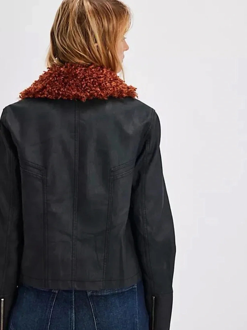NWOT We the Free Jayce Vegan Leather Jacket with Removable Teddy Collar